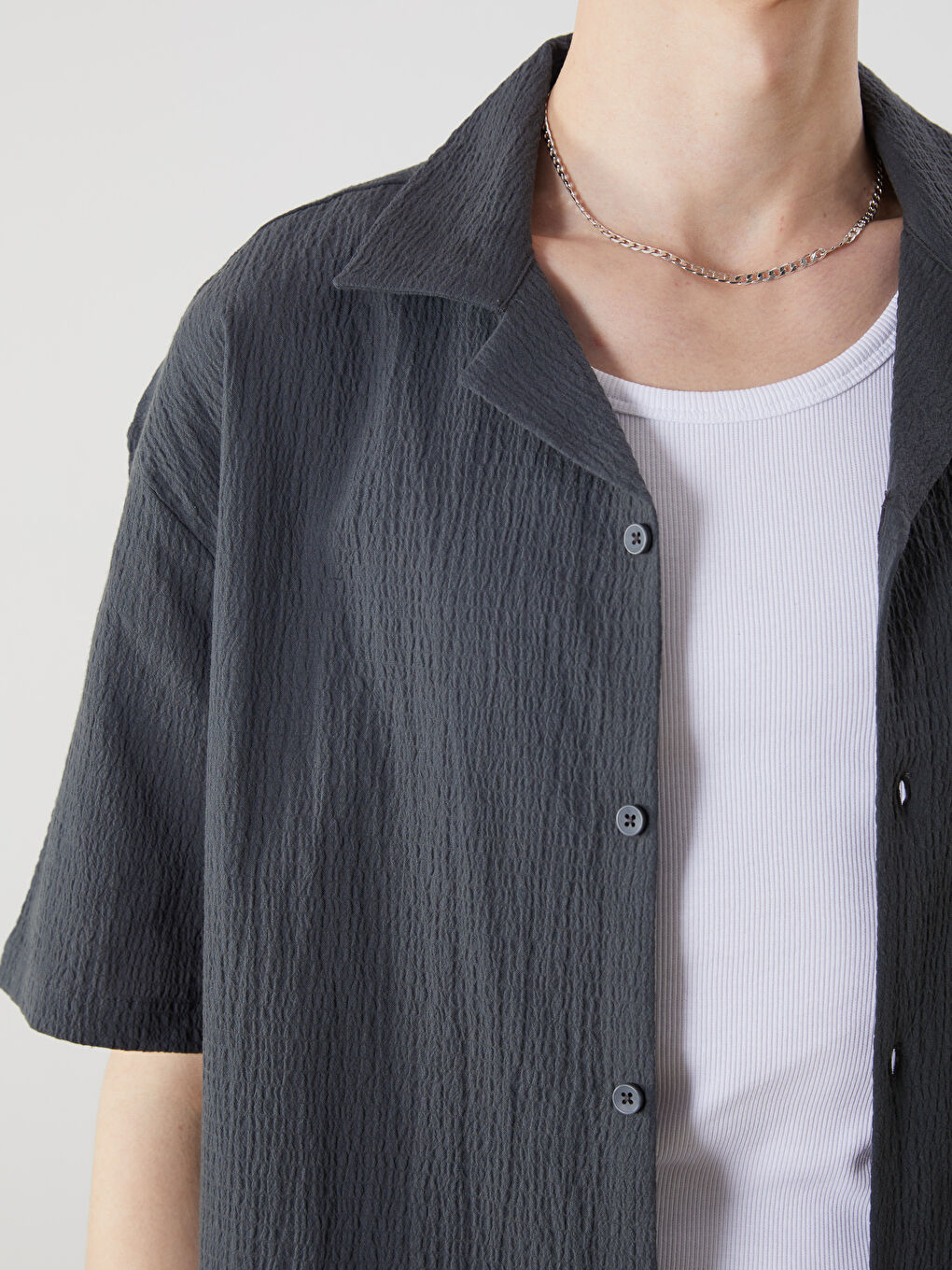 XSIDE Relaxed Fit Short Sleeve Men's Textured Shirt -S5OG41Z8-HZX