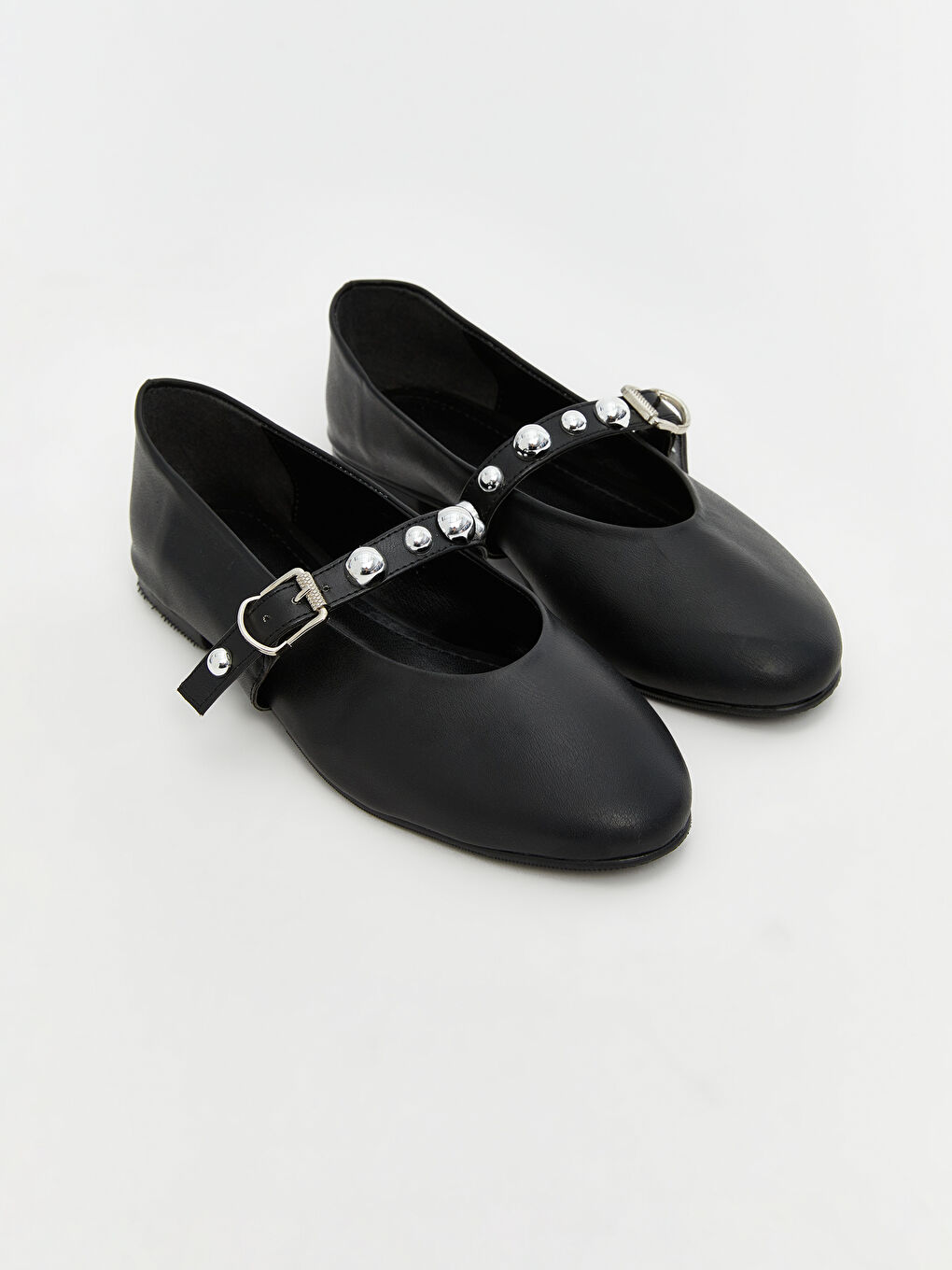 Siyah Parlak Taşlı Kadın Babet