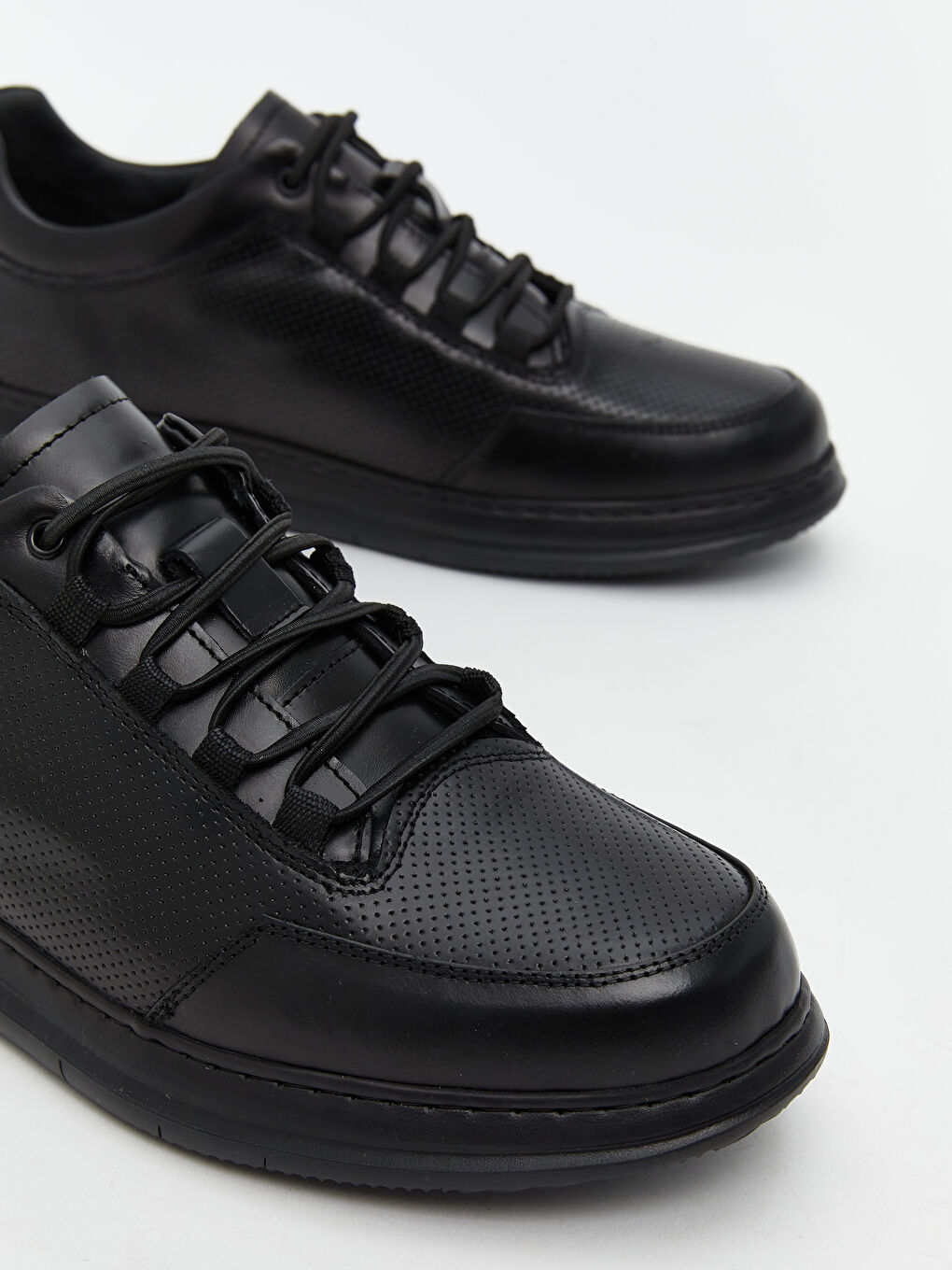 Siyah Deri görünümlü Kadın Casual Ayakkabı-2