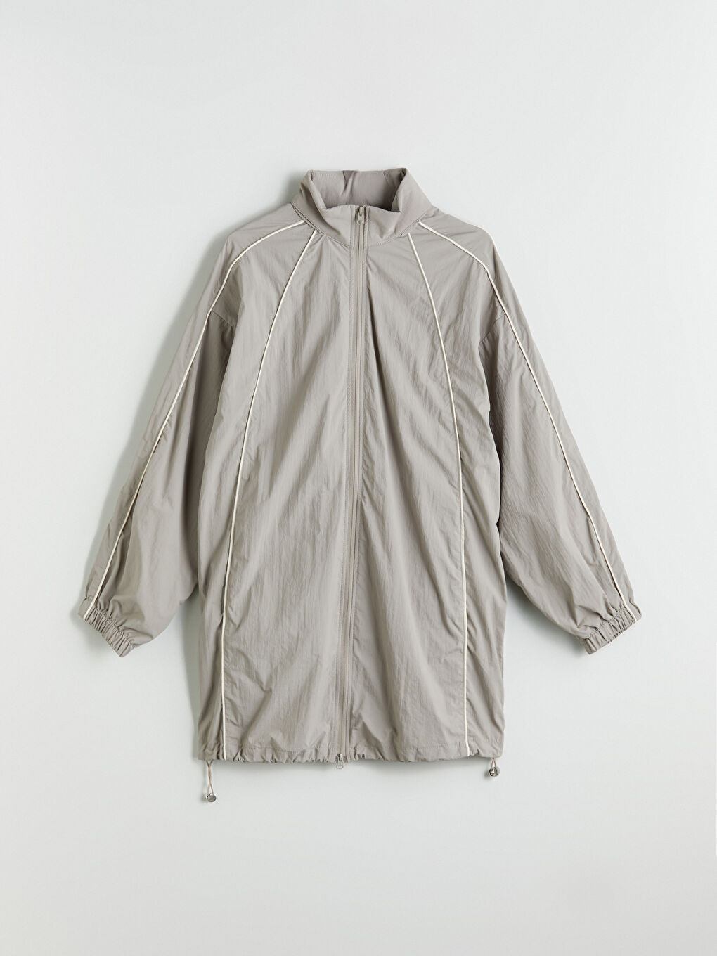 Kahverengi Dik Yaka Oversize Kadın Yağmurluk-5