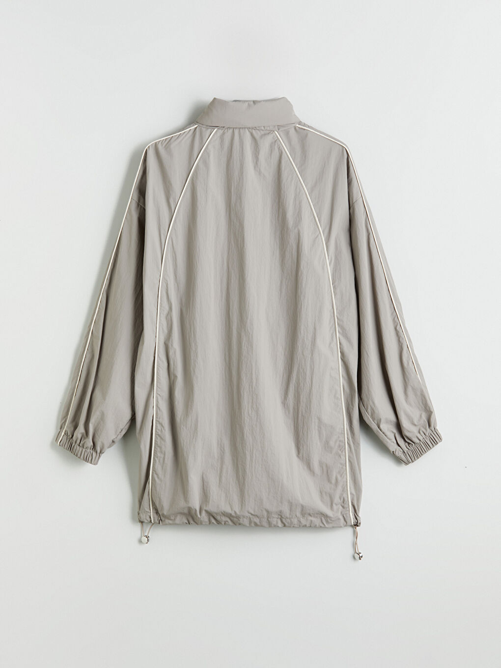 Kahverengi Dik Yaka Oversize Kadın Yağmurluk-7