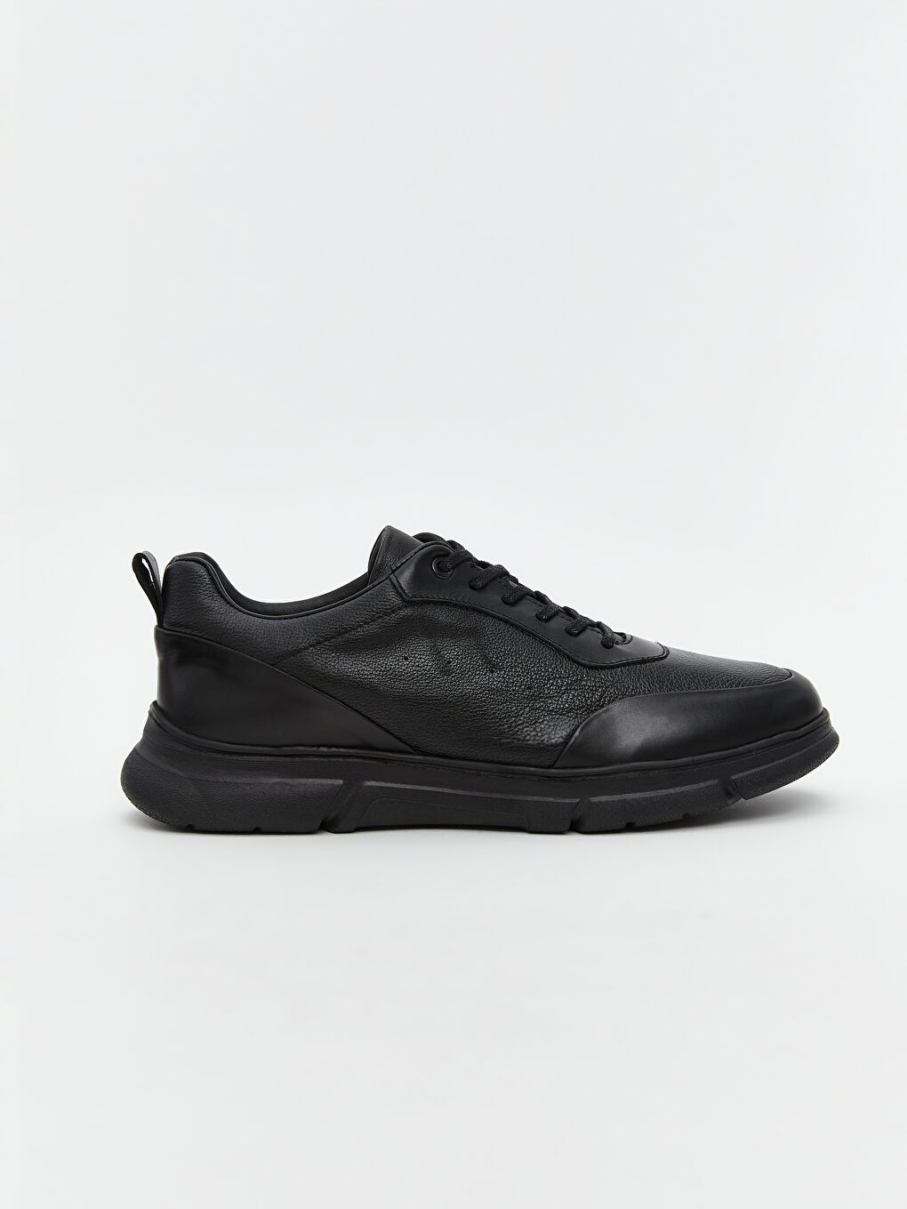 Siyah Hakiki Deri Erkek Spor Ayakkabı-1