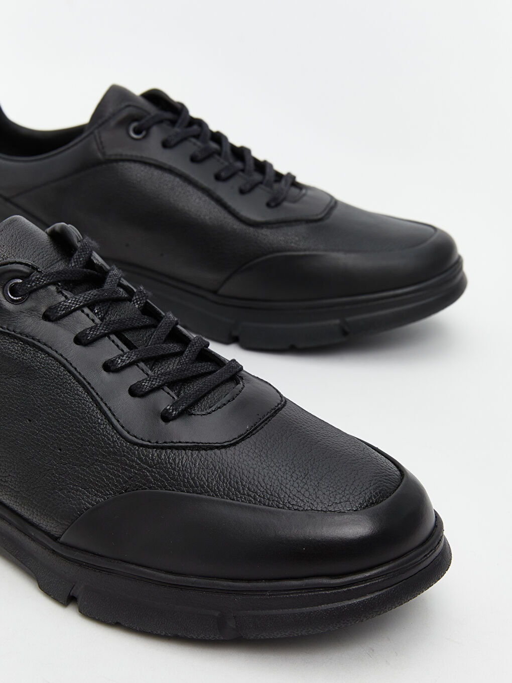 Siyah Hakiki Deri Erkek Spor Ayakkabı-2