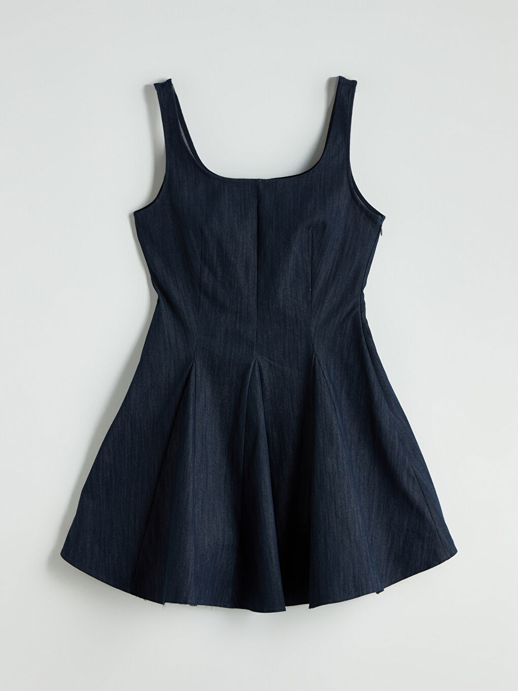 LCW Vision Indigo Kare Yaka Mini Jean Elbise - 4