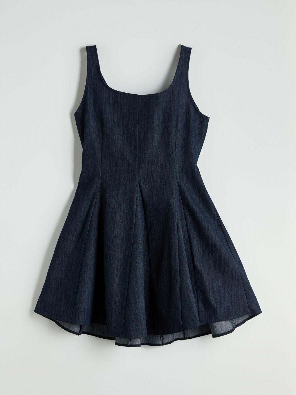 LCW Vision Indigo Kare Yaka Mini Jean Elbise - 5