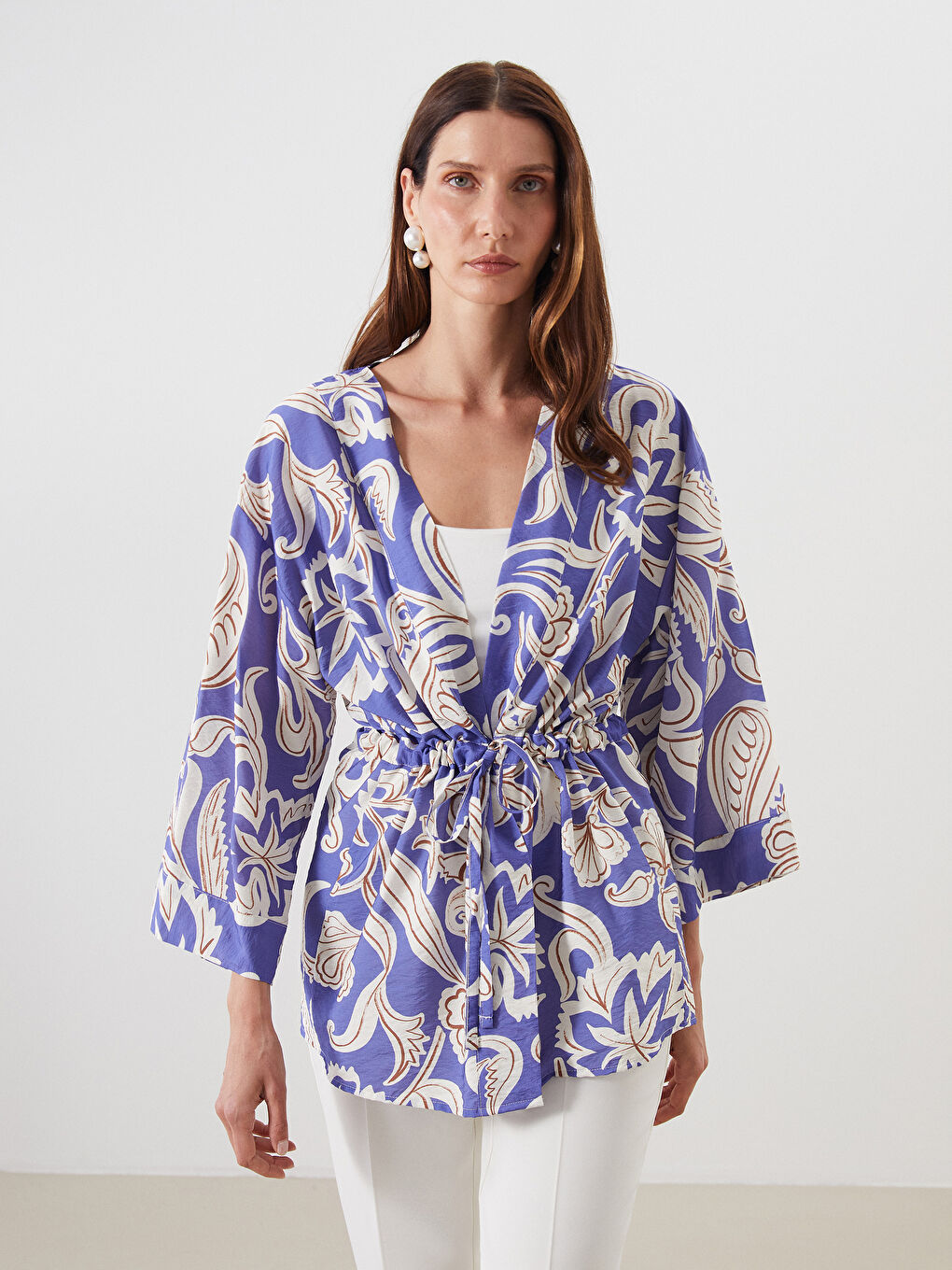 LCWAIKIKI Classic Shawl Collar Patterned Women's Kimono -S5OH63Z8-LTM