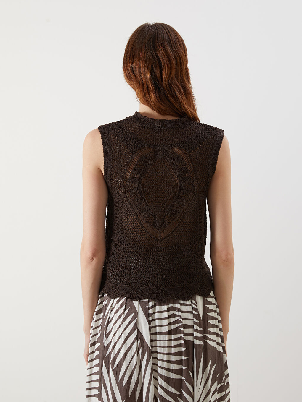 Crew Neck Hole-Knitted Women's Knitwear Sweater Vest -S5OH66Z8-HCQ