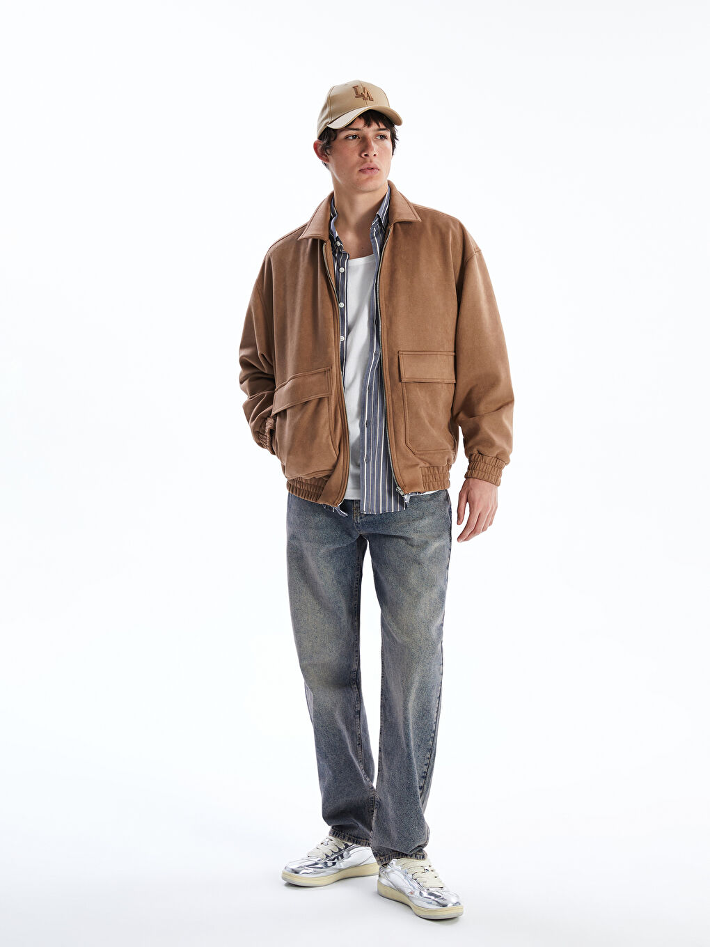 XSIDE Relaxed Fit Collared Neck Suede Men's Coat -S5OH68Z8-J0V