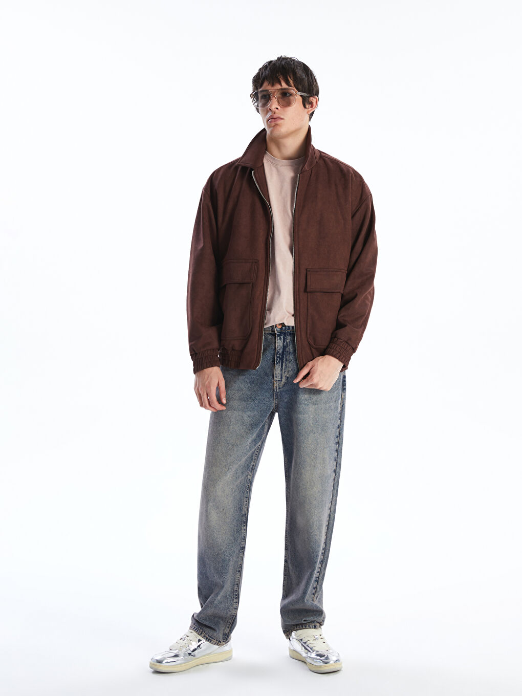 XSIDE Relaxed Fit Collared Neck Suede Men's Coat -S5OH68Z8-J0Y