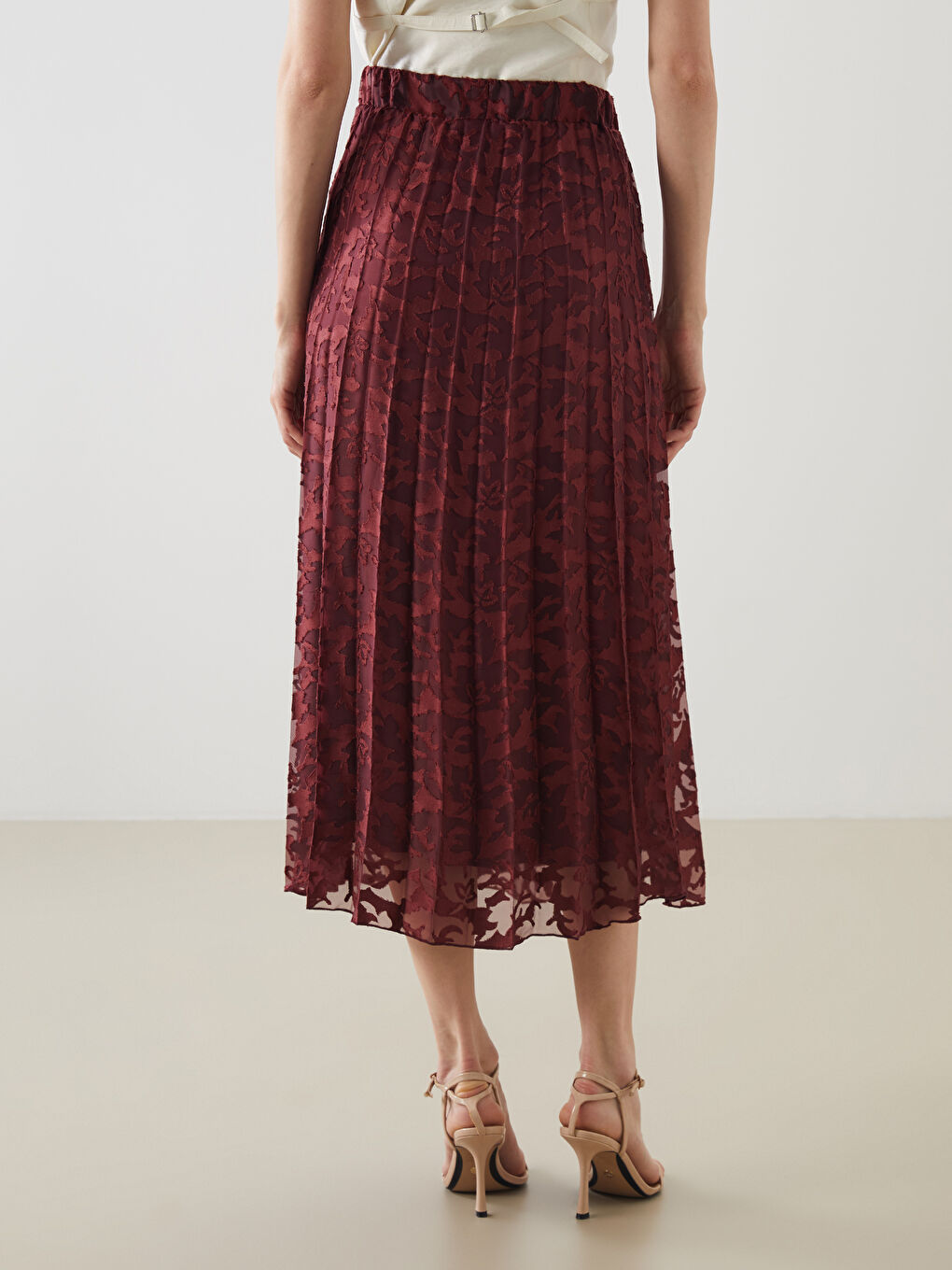 Elastic Waist Patterned Pleated Skirt -S5OH71Z8-YYP