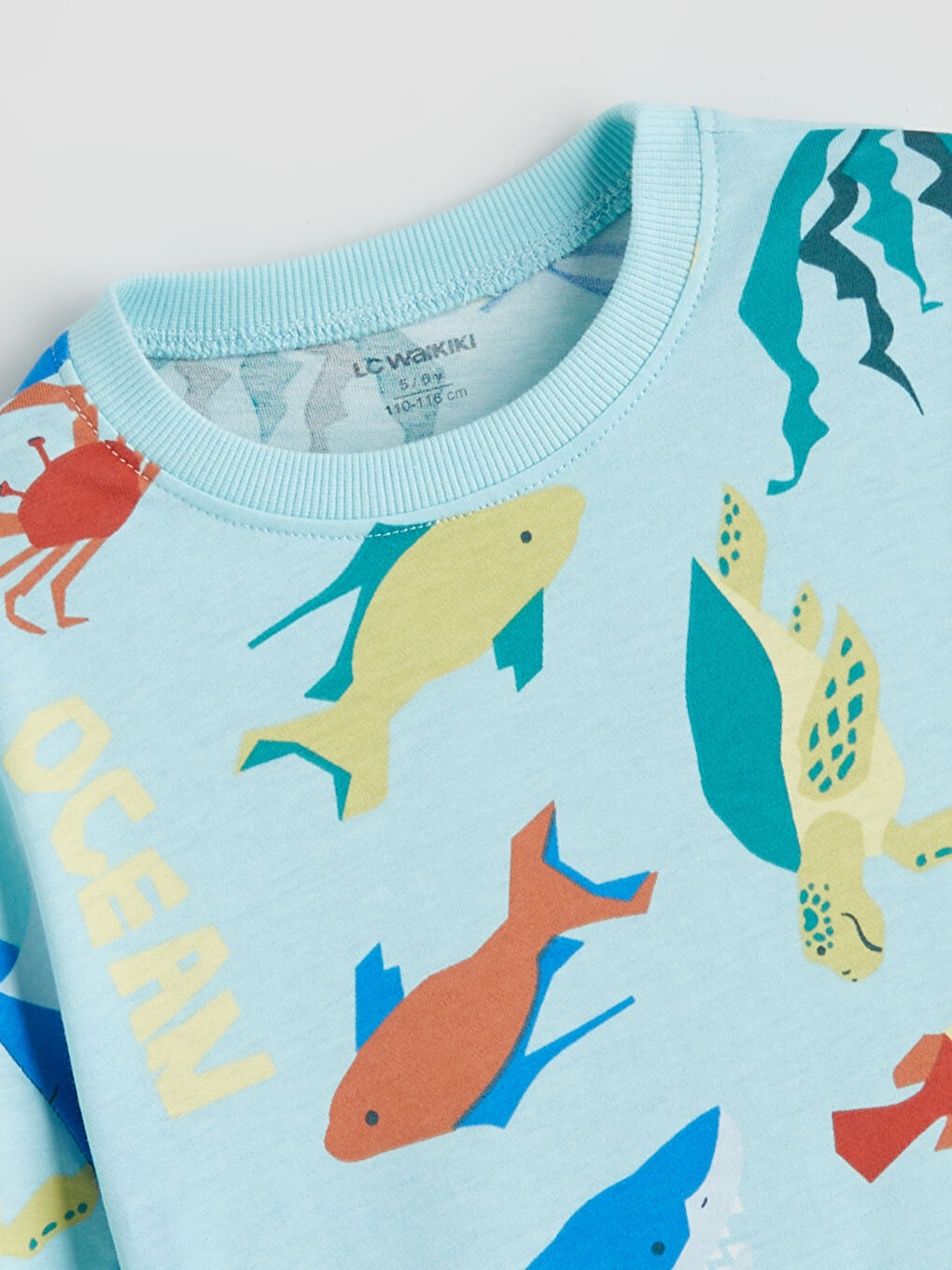 Mavi Bisiklet Yaka Baskılı Erkek Çocuk Tişört-1