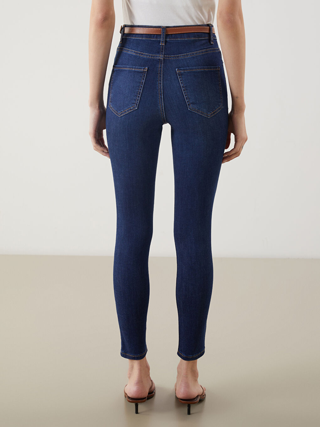 İndigo Beli Kemerli Jüpiter Süper Skinny Fit Kadın Jean Pantolon-4