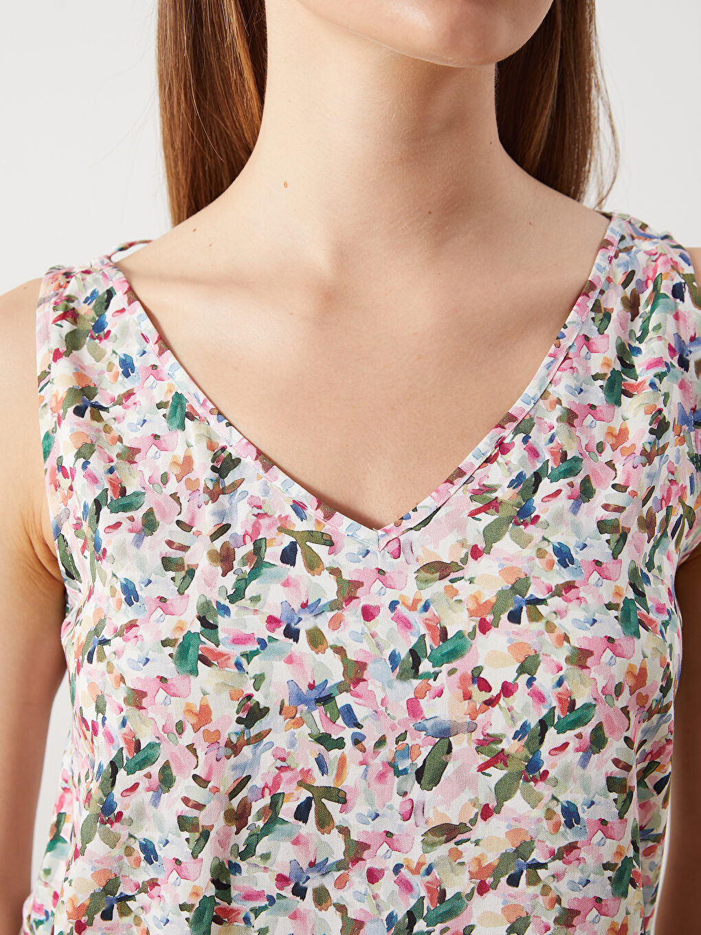 Karışık V Yaka Çiçekli Bluz-2