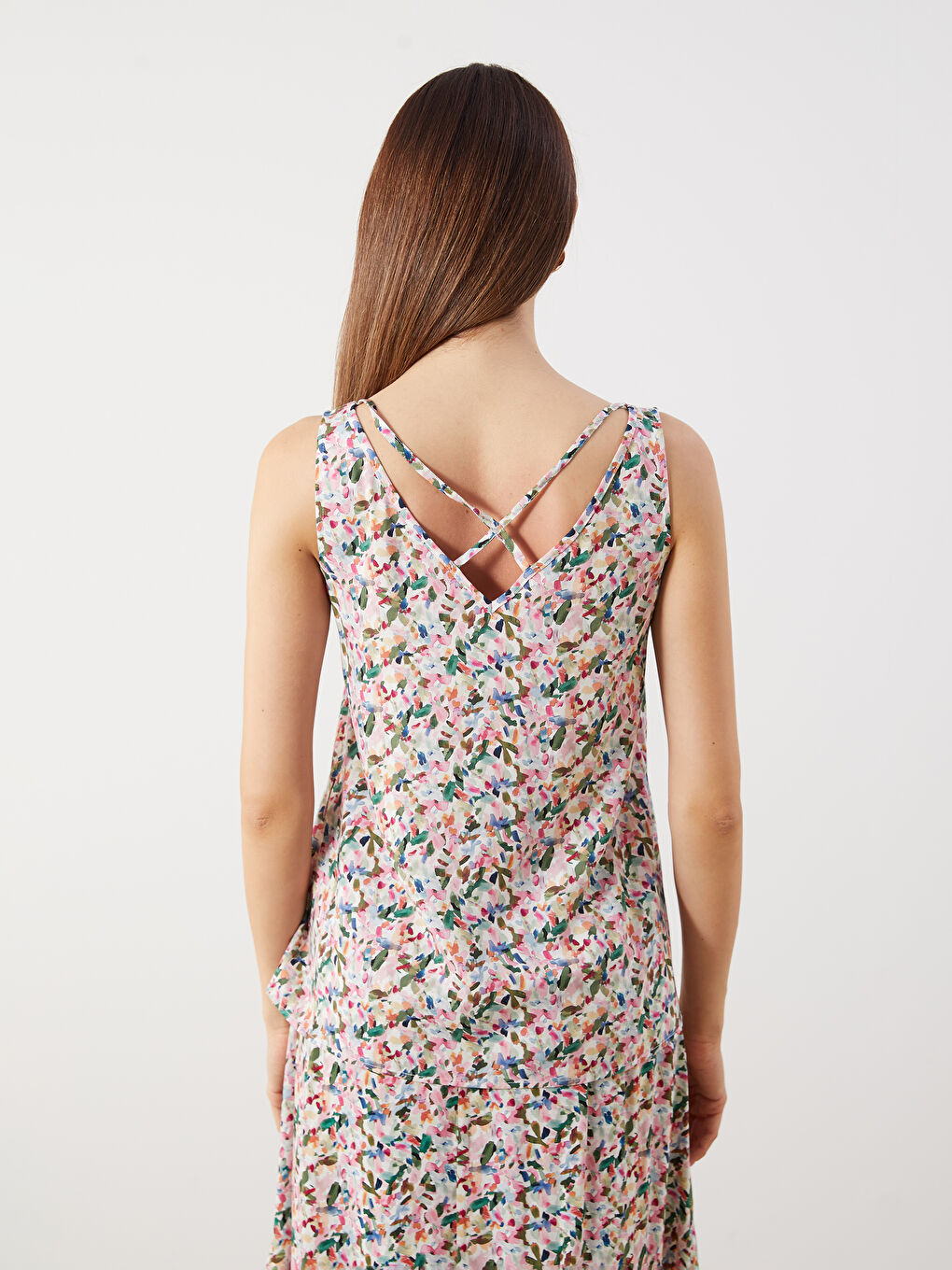 Karışık V Yaka Çiçekli Bluz-3