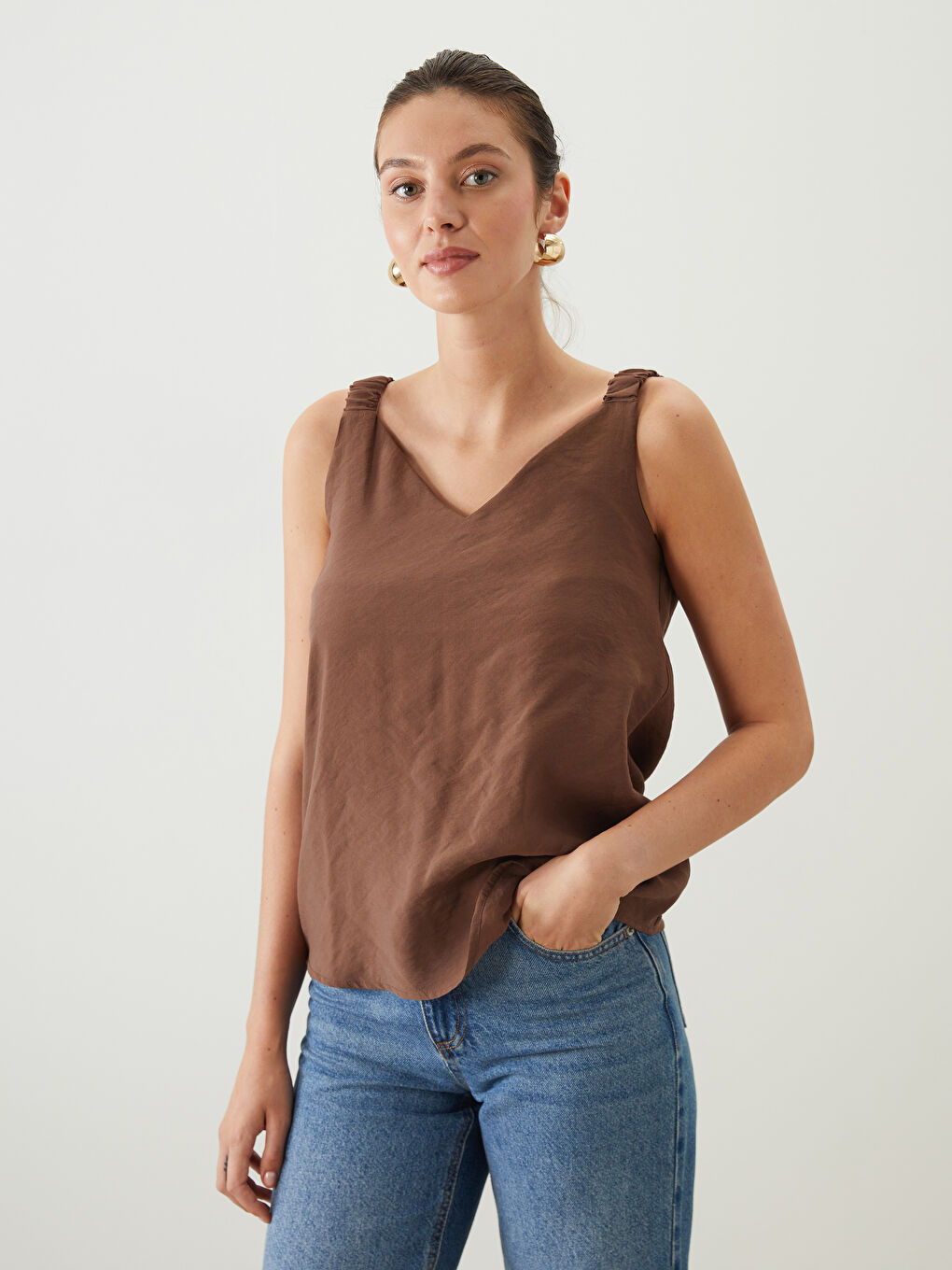 LCWAIKIKI Classic Woman BROWN Blouse -S5OI06Z8-HJZ