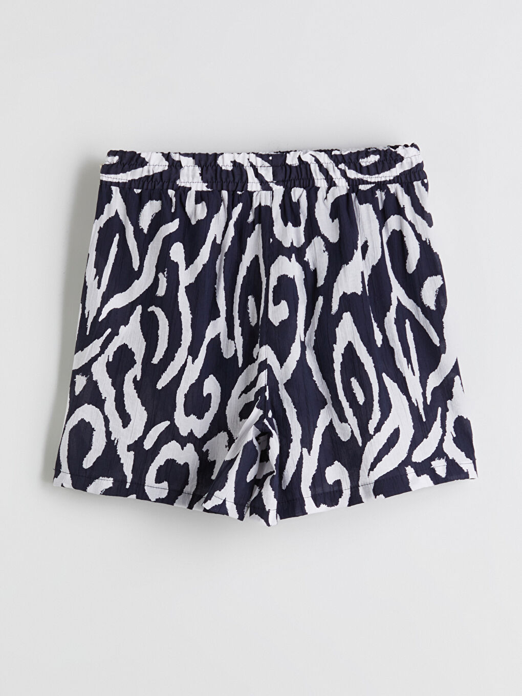 Mavi Beli Lastikli Desenli Kadın Şort-5