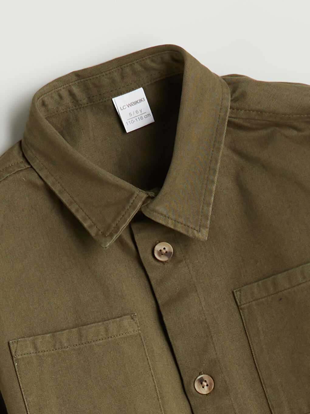 Haki Basic Erkek Çocuk Gabardin Gömlek-1