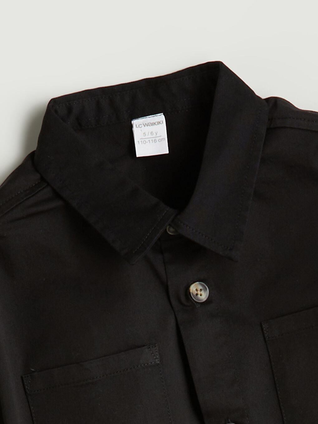 Siyah Basic Erkek Çocuk Gabardin Gömlek-1