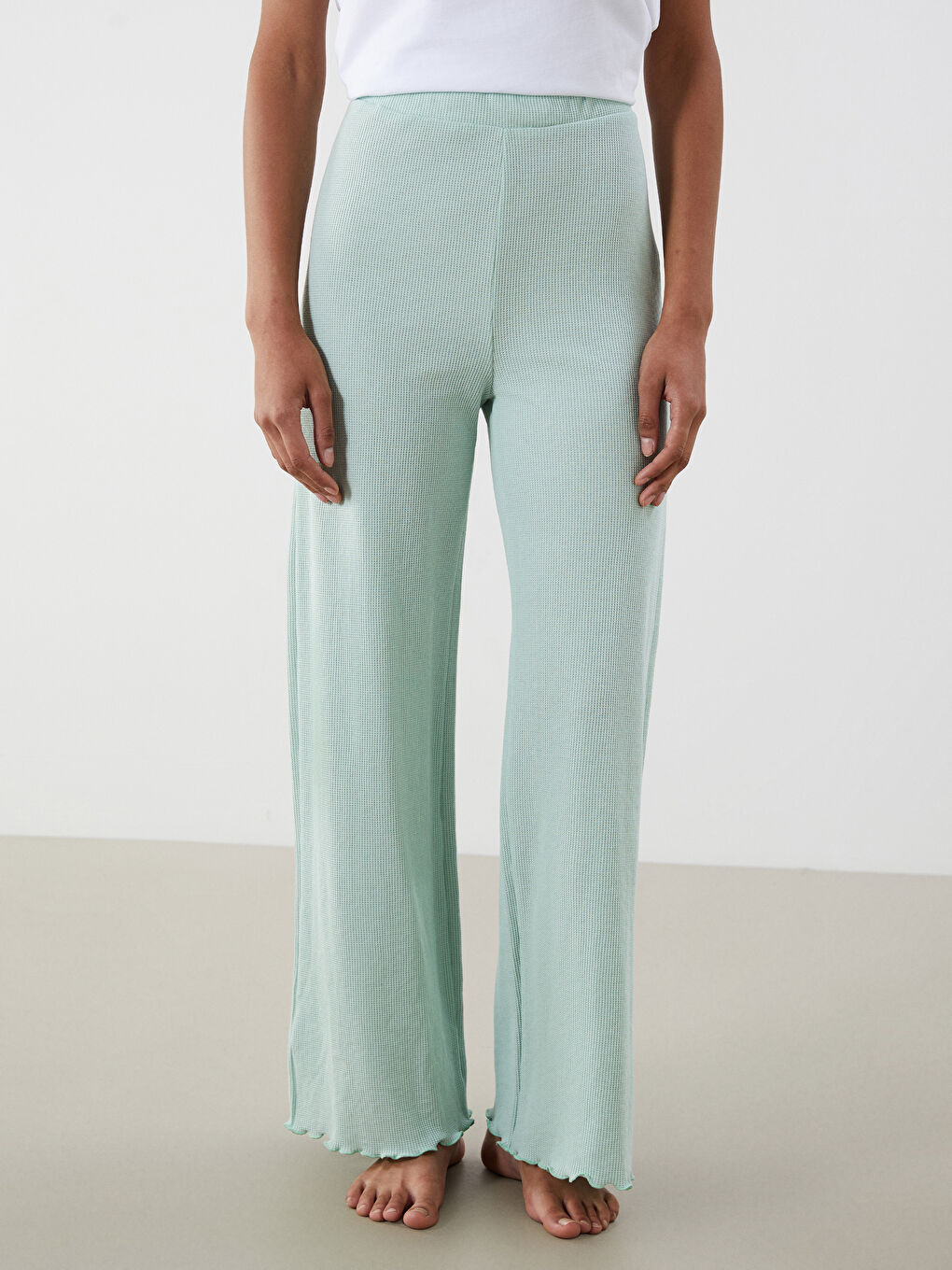 Elasticated Waist Textured Women's Pyjama Bottoms -S5OI37Z8-EVG