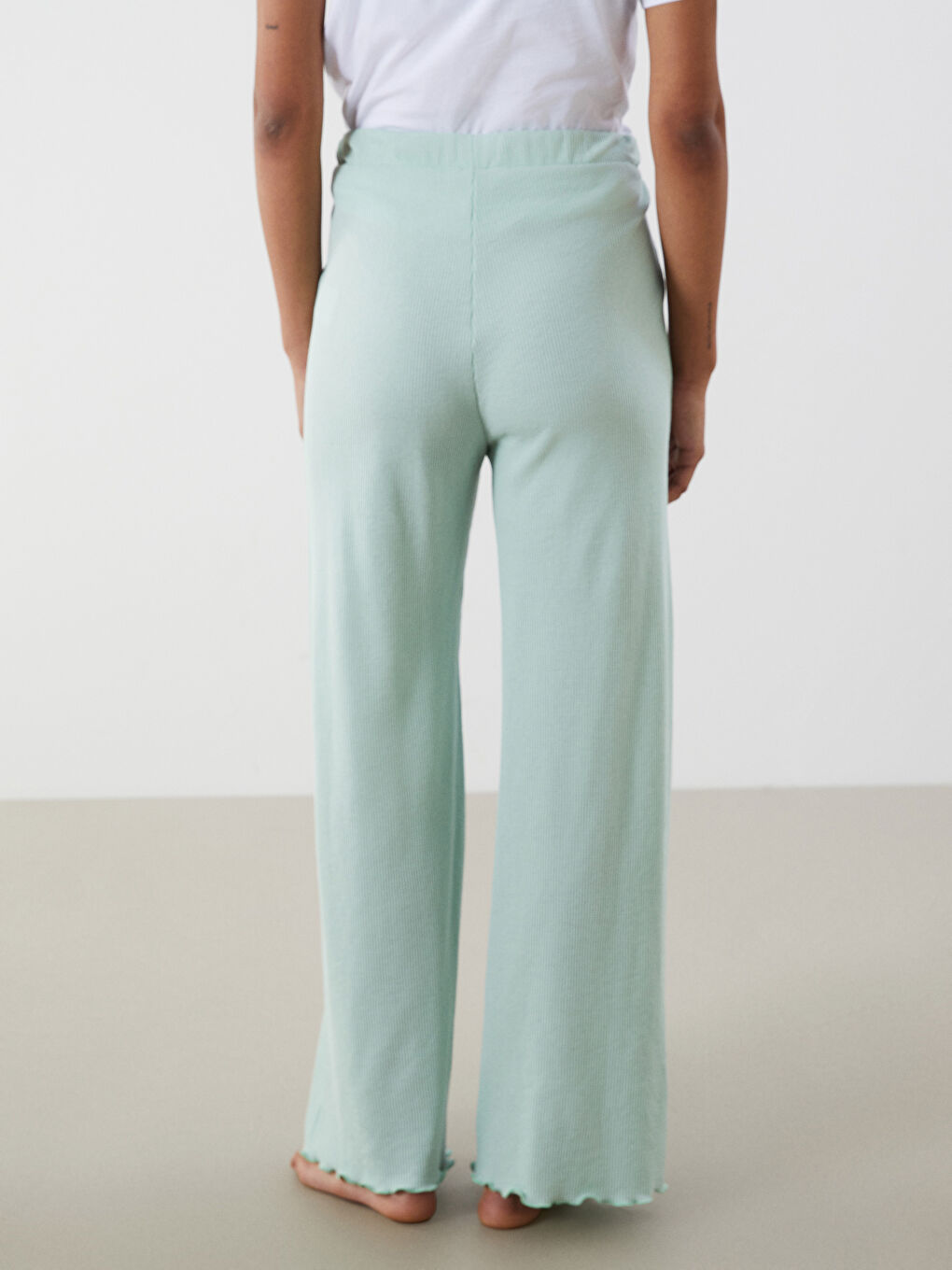 Elasticated Waist Textured Women's Pyjama Bottoms -S5OI37Z8-EVG