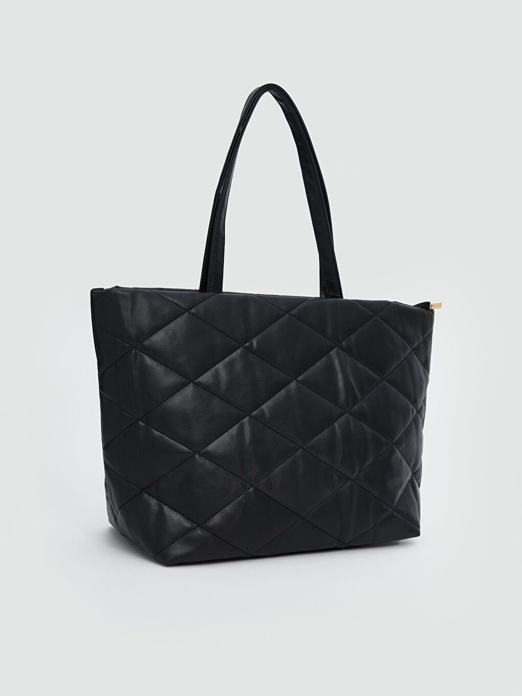 LCW ACCESSORIES Siyah Baklava Desenli Deri Görünümlü Kadın Omuz Çantası