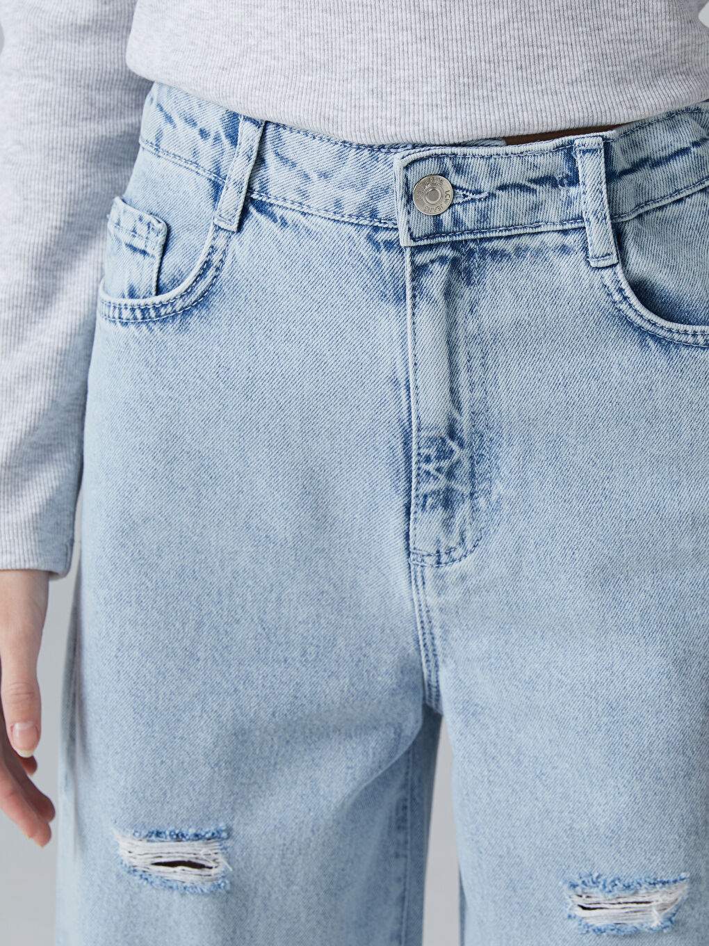 Ripped Detail Teenage Girls' Jeans -S5OI55Z4-V2T