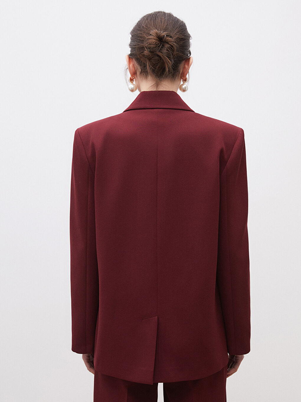 Bordo Krep Kadın Blazer Ceket-3