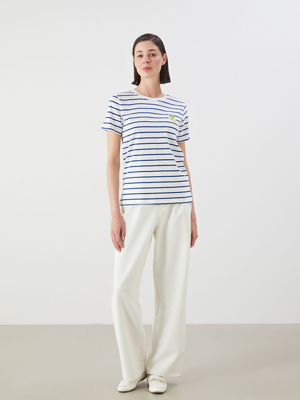 LCWAIKIKI Classic Crew Neck Striped Women's T-Shirt -S5OI64Z8-LEN