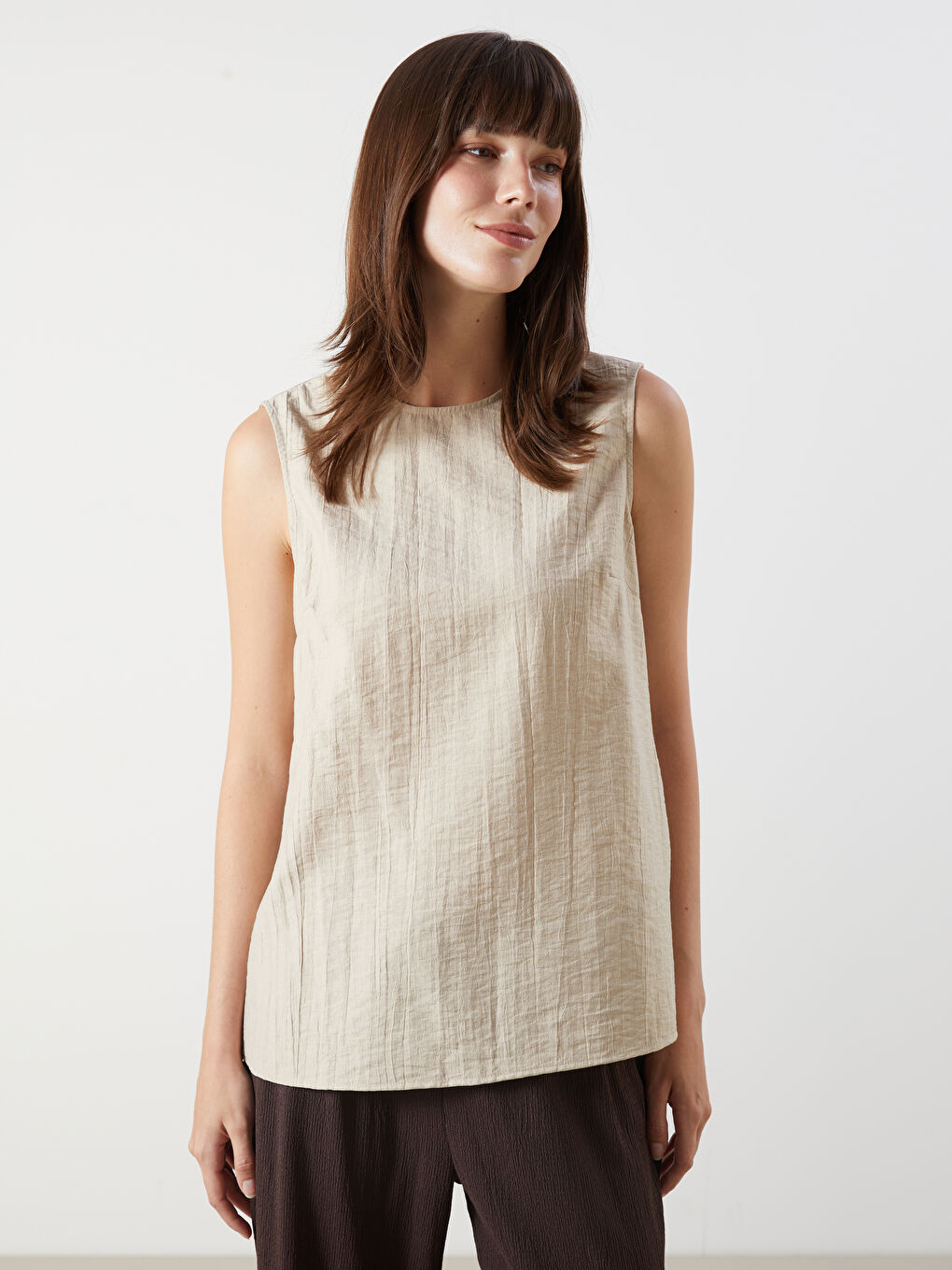 Crew Neck Textured Blouse -S5OI66Z8-DXR