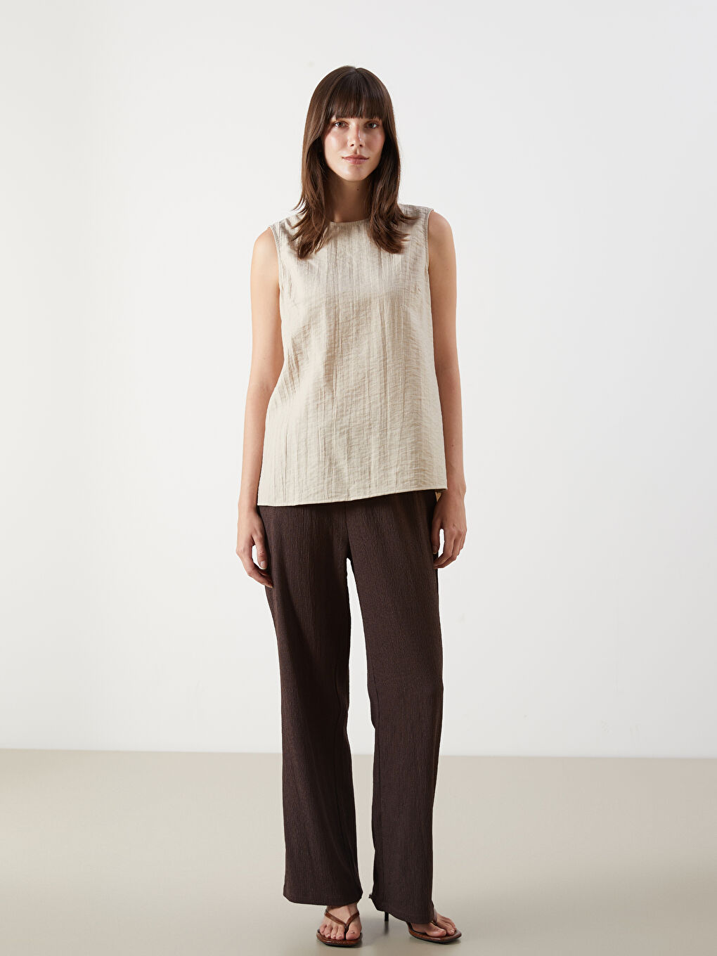 Crew Neck Textured Blouse -S5OI66Z8-DXR