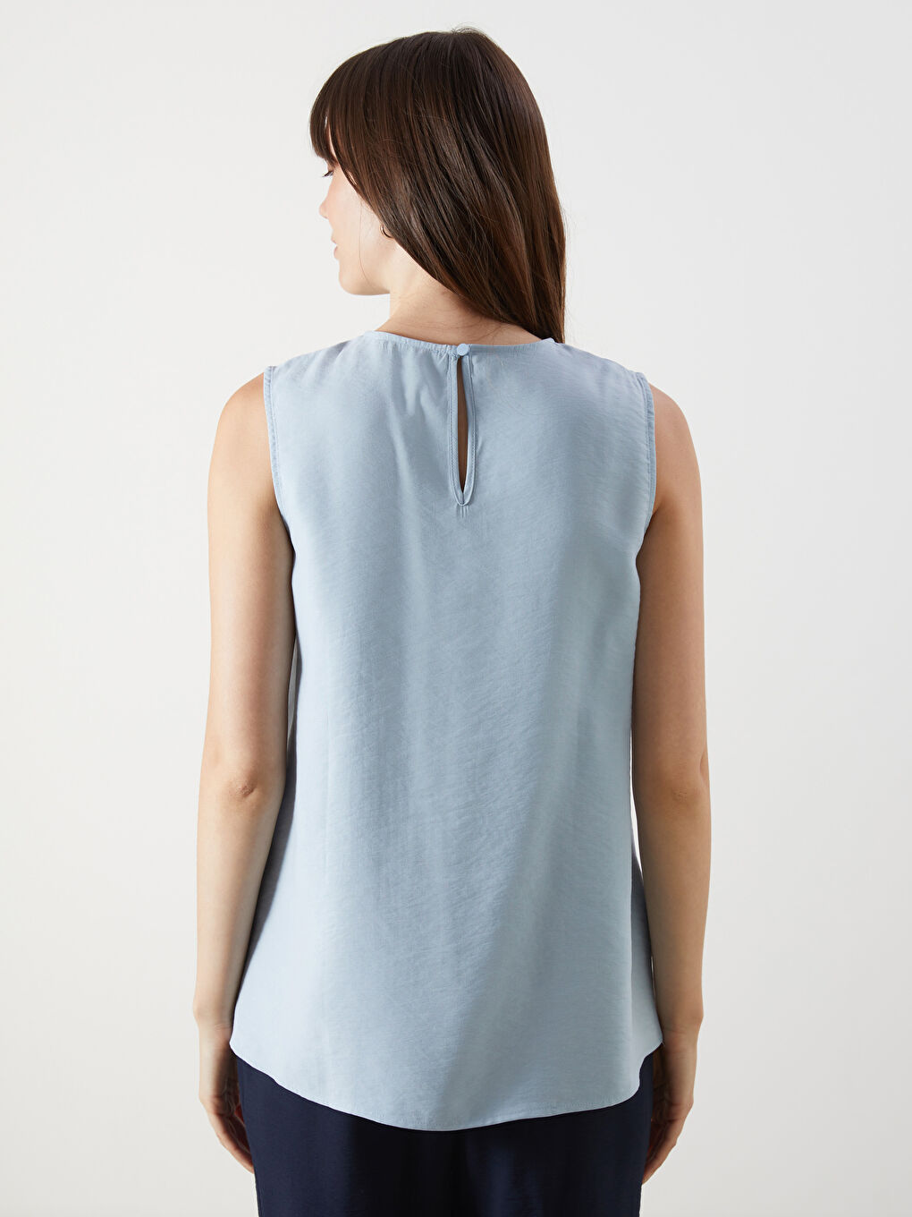 Mavi Bisiklet Yaka Modal Karışımlı Bluz-3