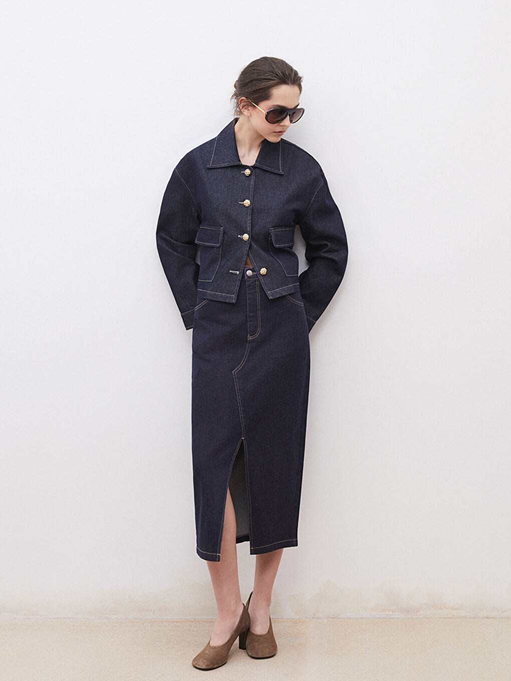 Woman NAVY Denim Skirt -S5OI88Z8-344
