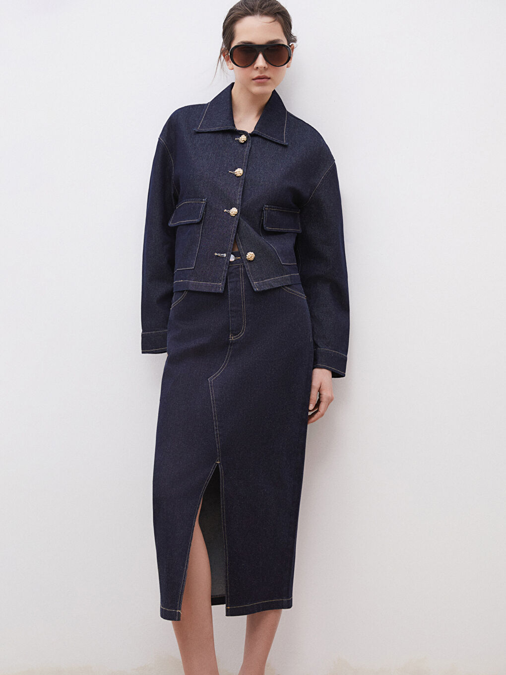Woman NAVY Denim Skirt -S5OI88Z8-344