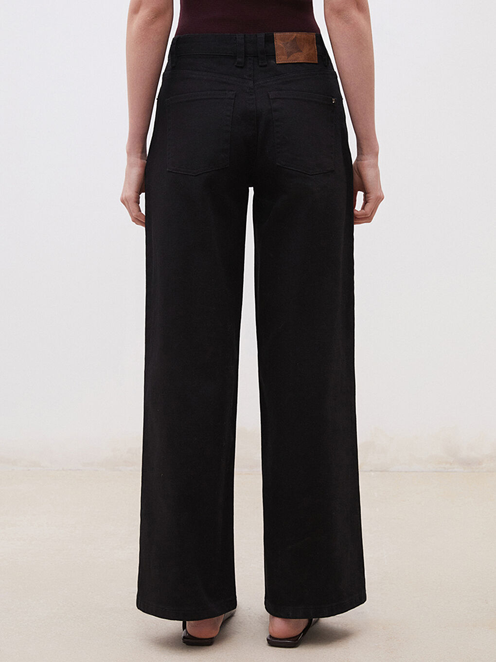 Siyah Wideleg Kadın Jean Pantolon-4