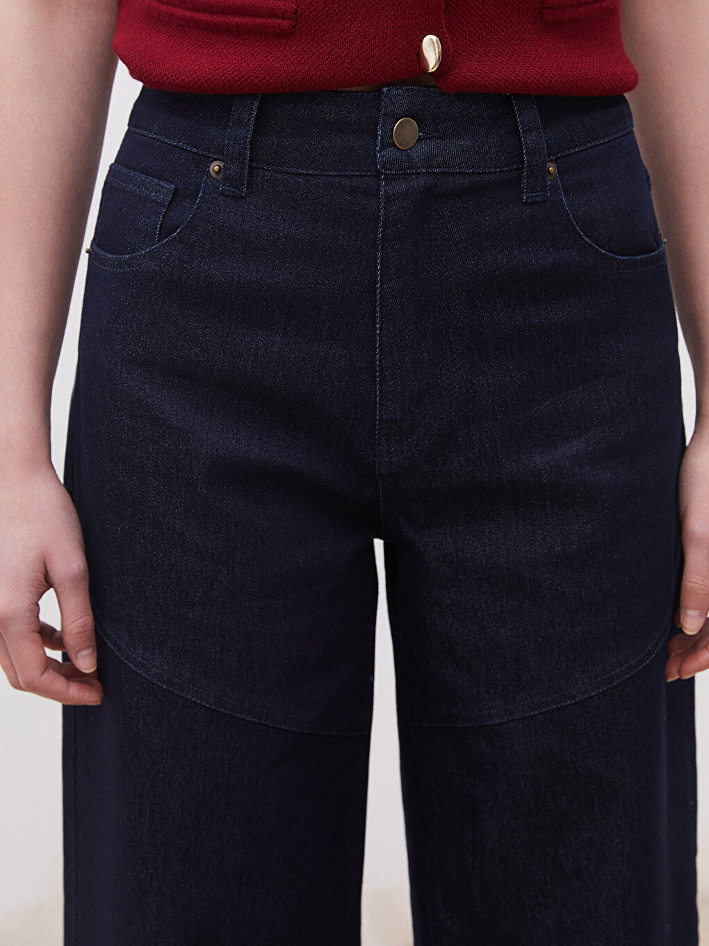 Lacivert Wideleg Kadın Jean Pantolon-2