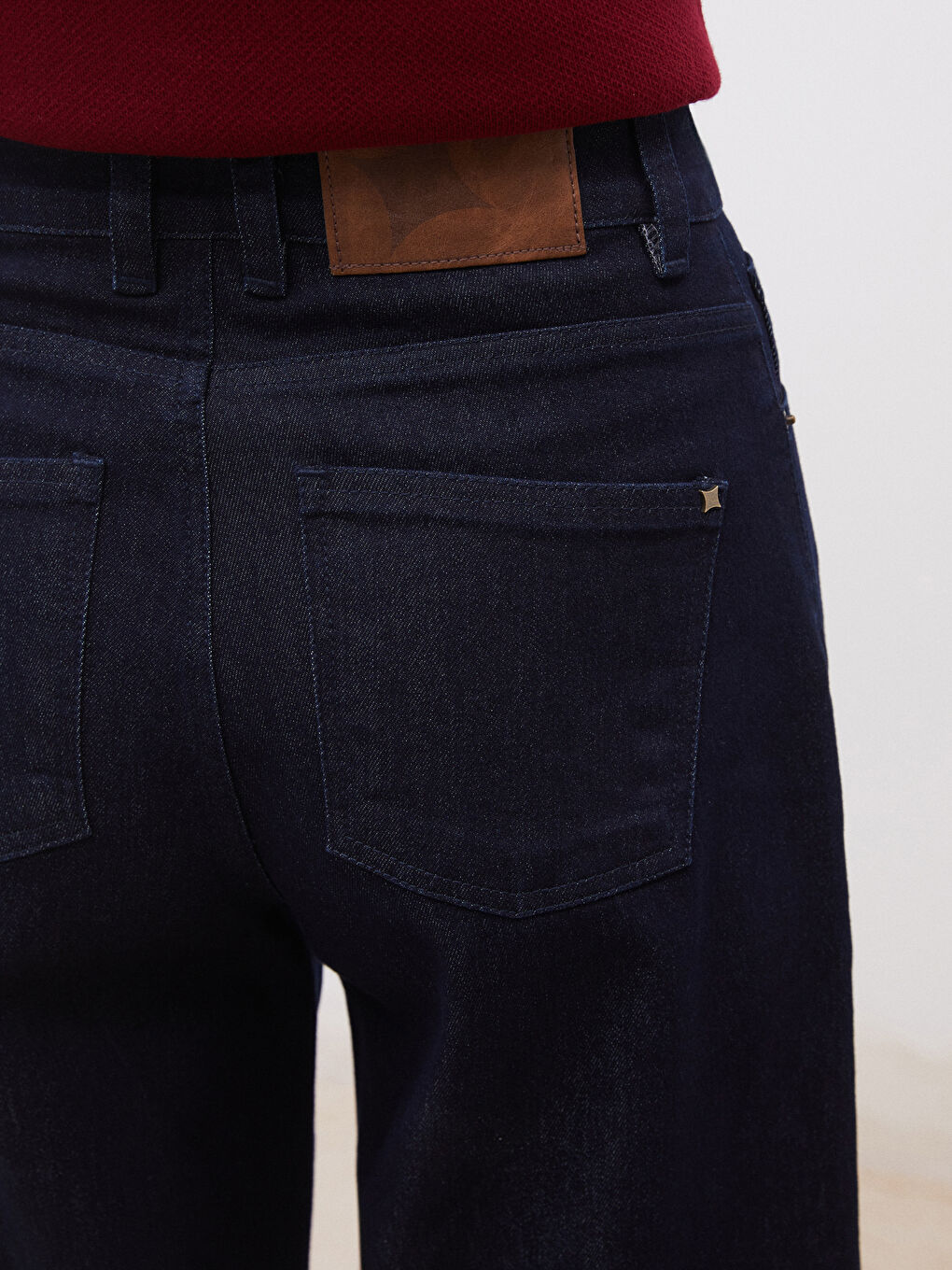 Lacivert Wideleg Kadın Jean Pantolon-3