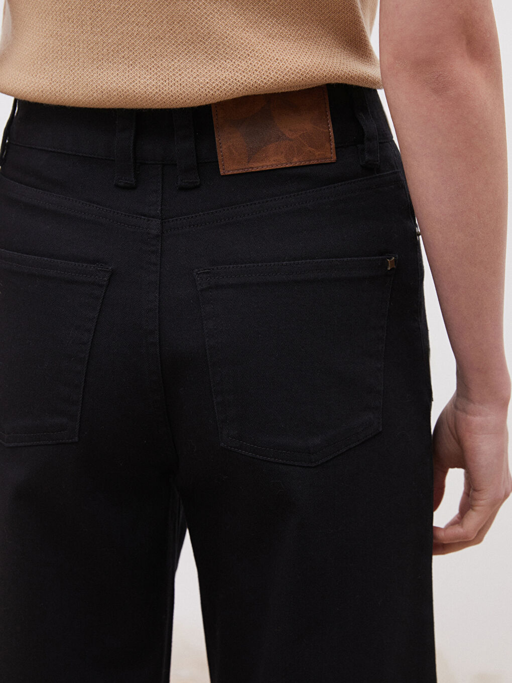 Siyah Wideleg Kadın Jean Pantolon-3