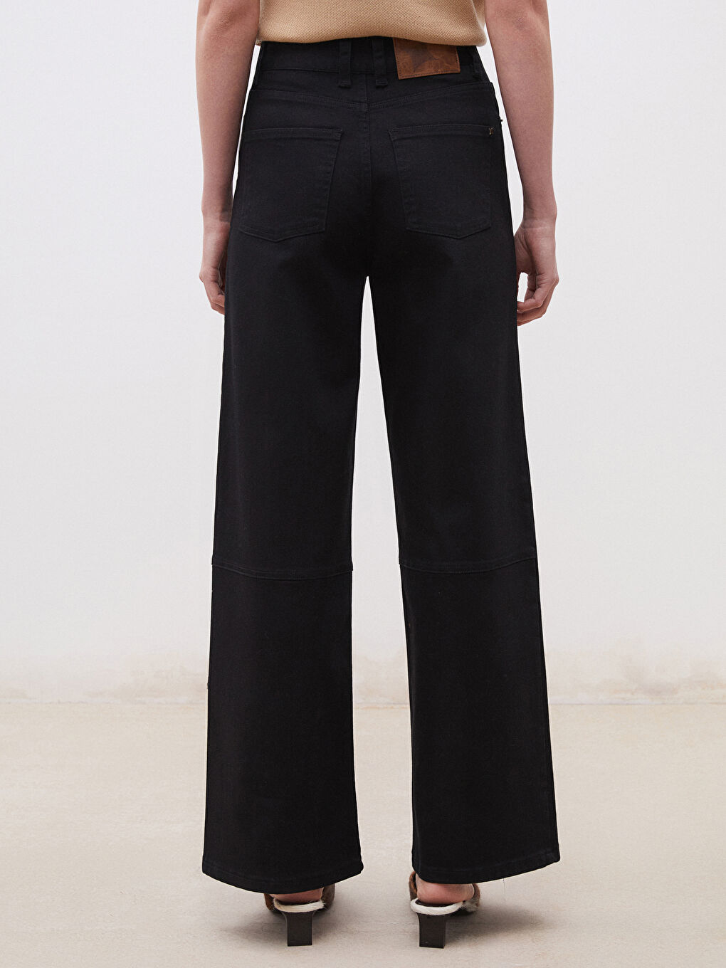 Siyah Wideleg Kadın Jean Pantolon-4
