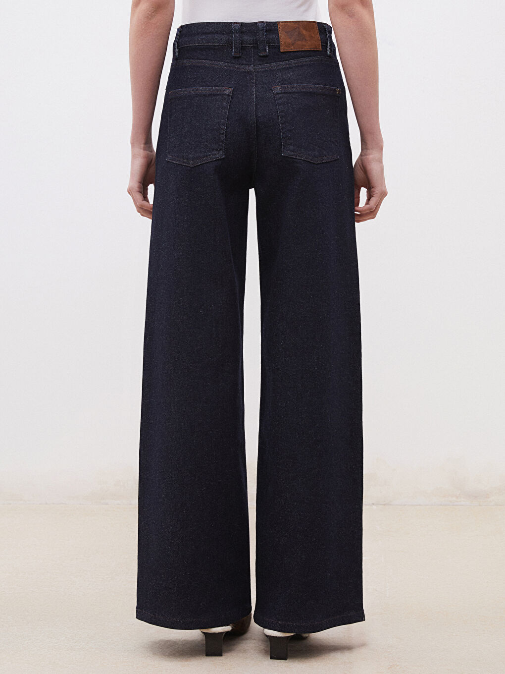 Lacivert Wideleg Kadın Jean Pantolon-3