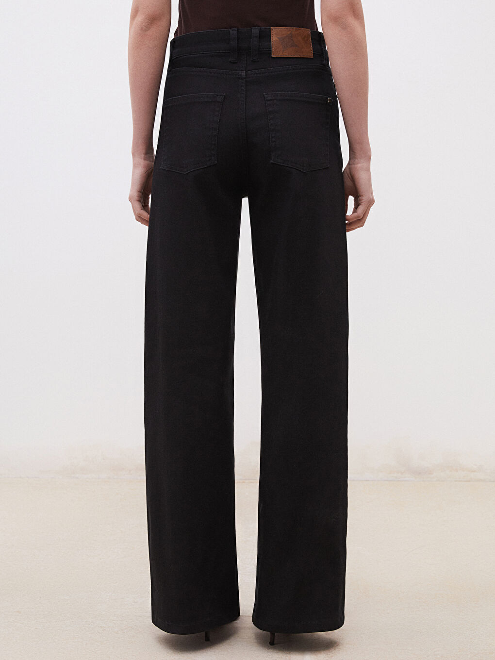 Siyah Wideleg Kadın Jean Pantolon-5