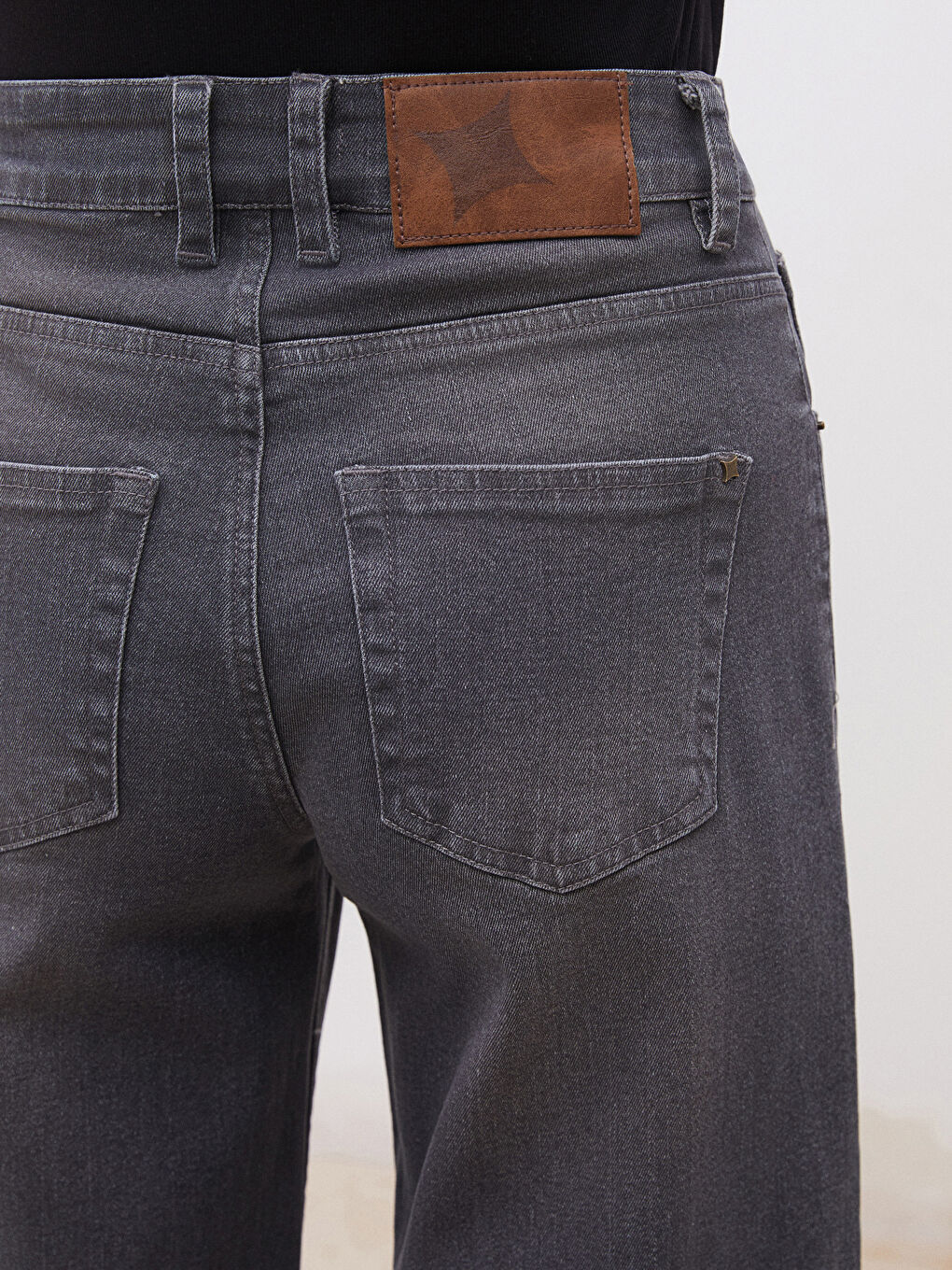 Gri Wideleg Kadın Jean Pantolon-3