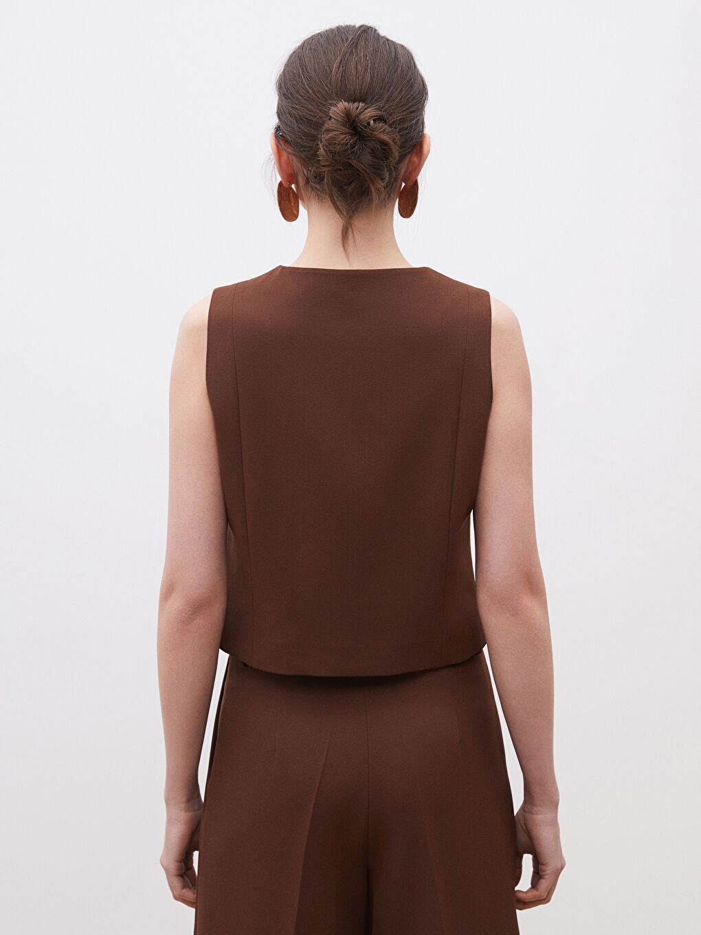 Crew Neck Crepe Women's Classic Waistcoat -S5OJ00Z8-J0W