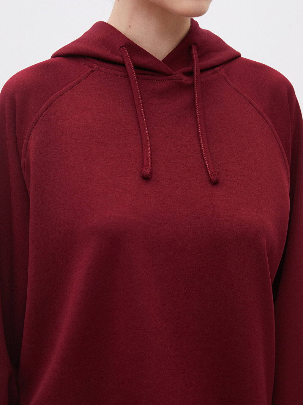 Bordo Loose Fit Kadın Hoodie-2