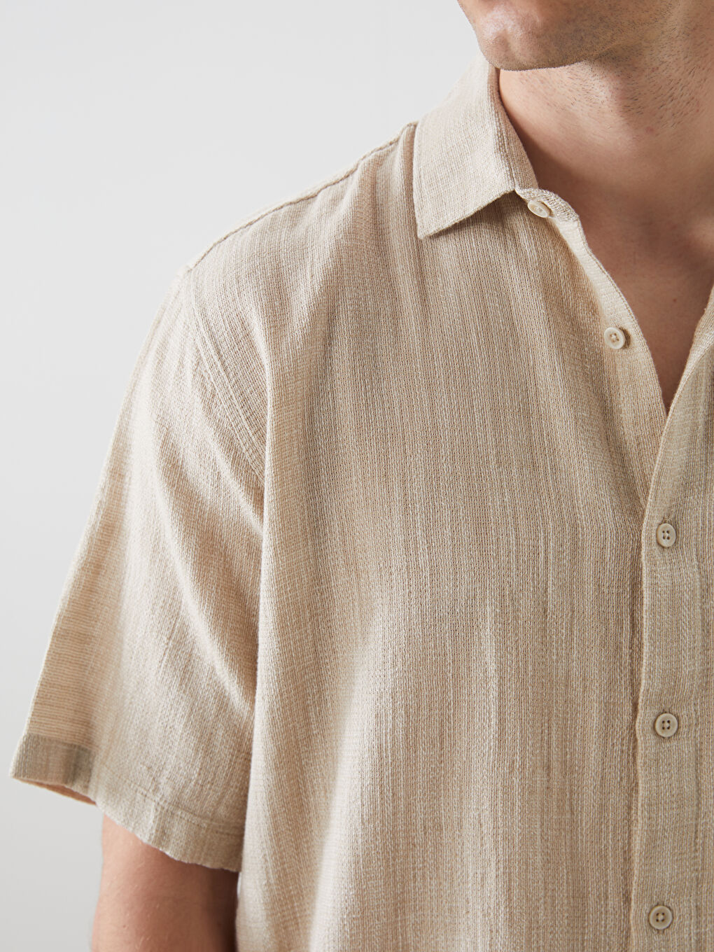 Regular Fit Men's Short Sleeve Textured Shirt -S5OJ05Z8-Z8K