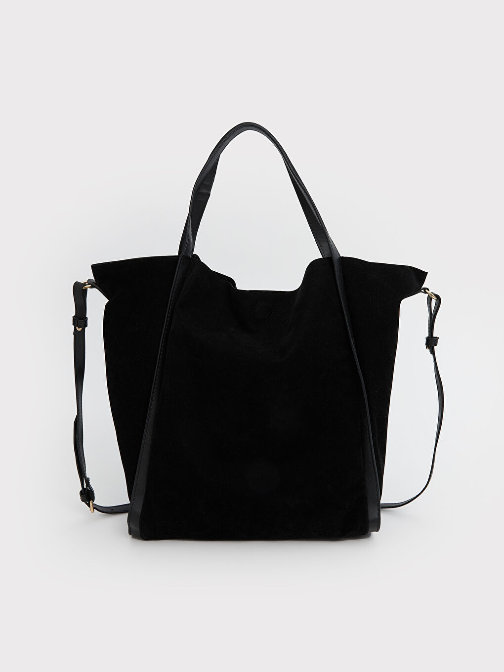 Siyah Süet Görünümlü Kadın Omuz Çantası