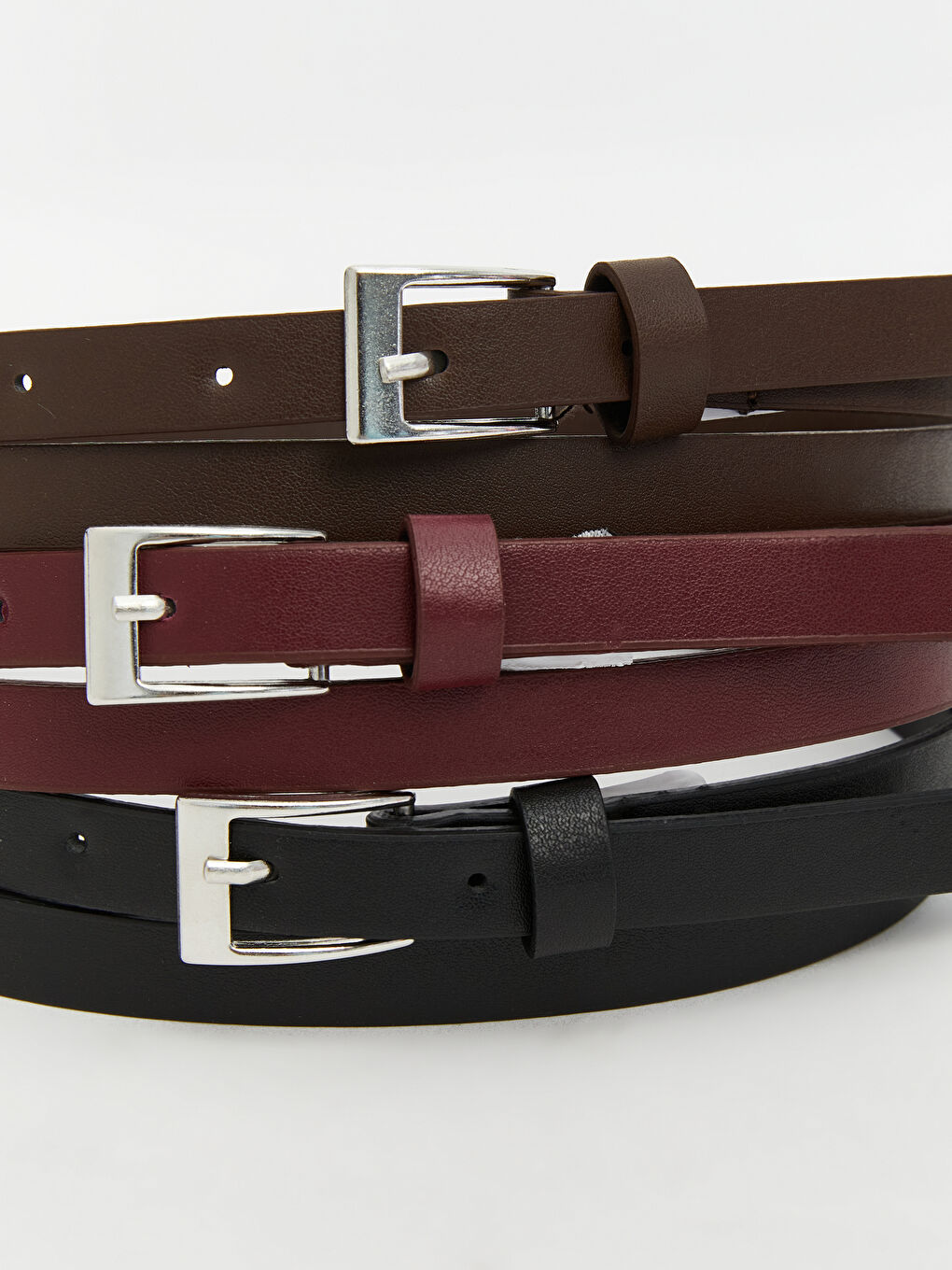LCW ACCESSORIES Bordo Deri Görünümlü Kadın Kemer 3'lü - 6