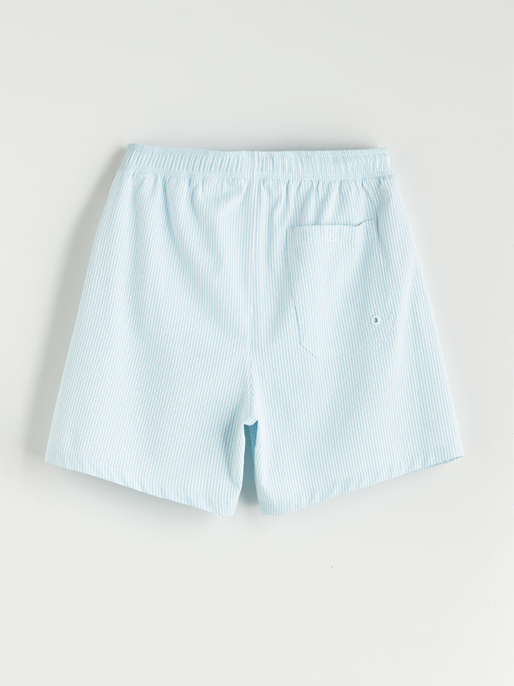 Mavi Kısa Boy Çizgili Erkek Deniz Şortu-5