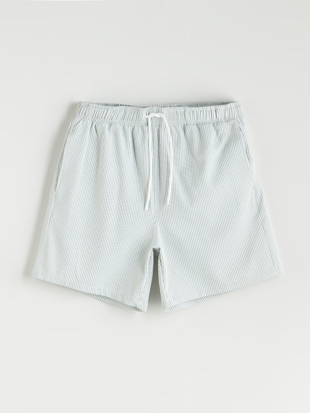 Yeşil Kısa Boy Çizgili Erkek Deniz Şortu-4