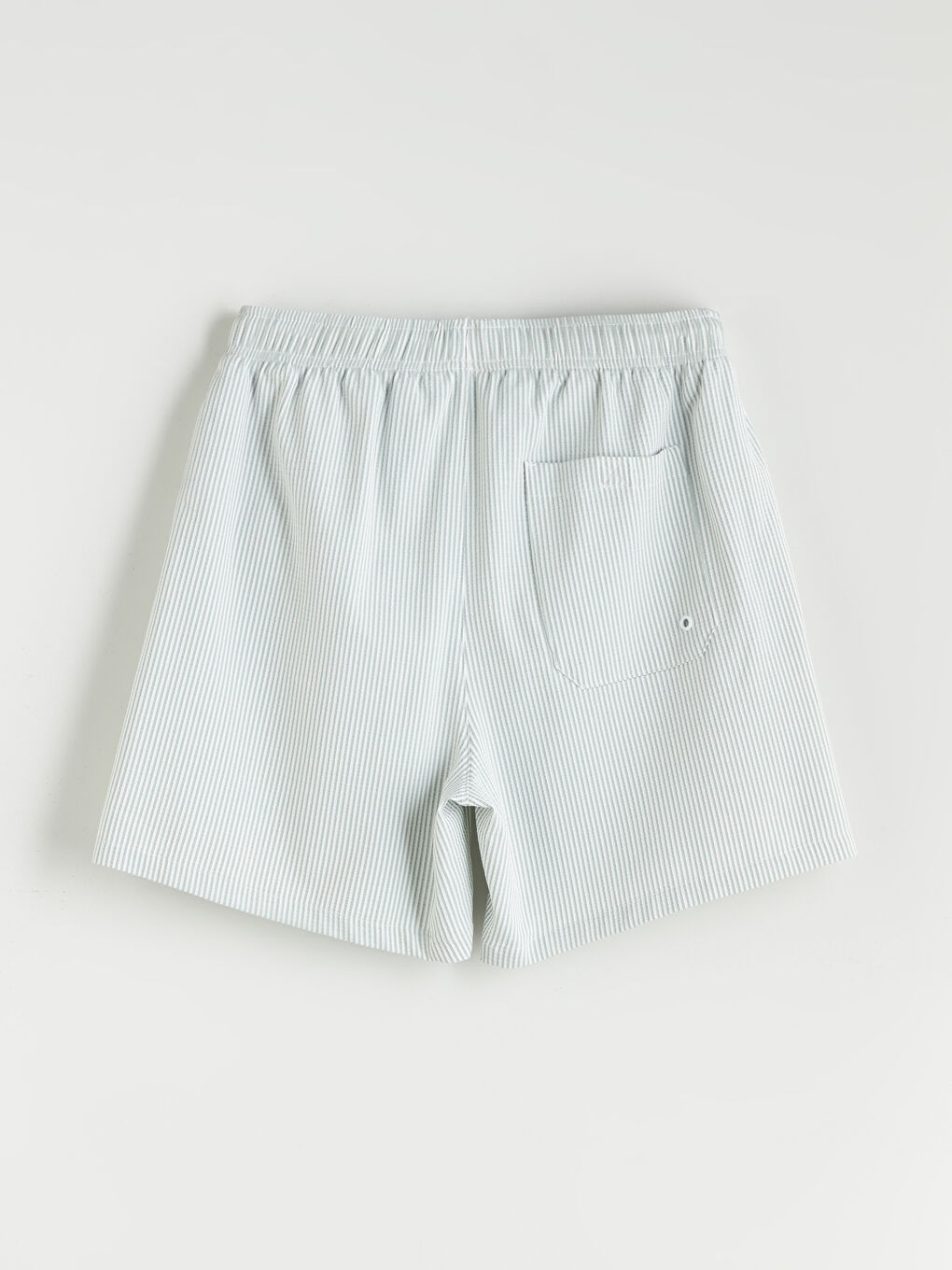 Yeşil Kısa Boy Çizgili Erkek Deniz Şortu-5