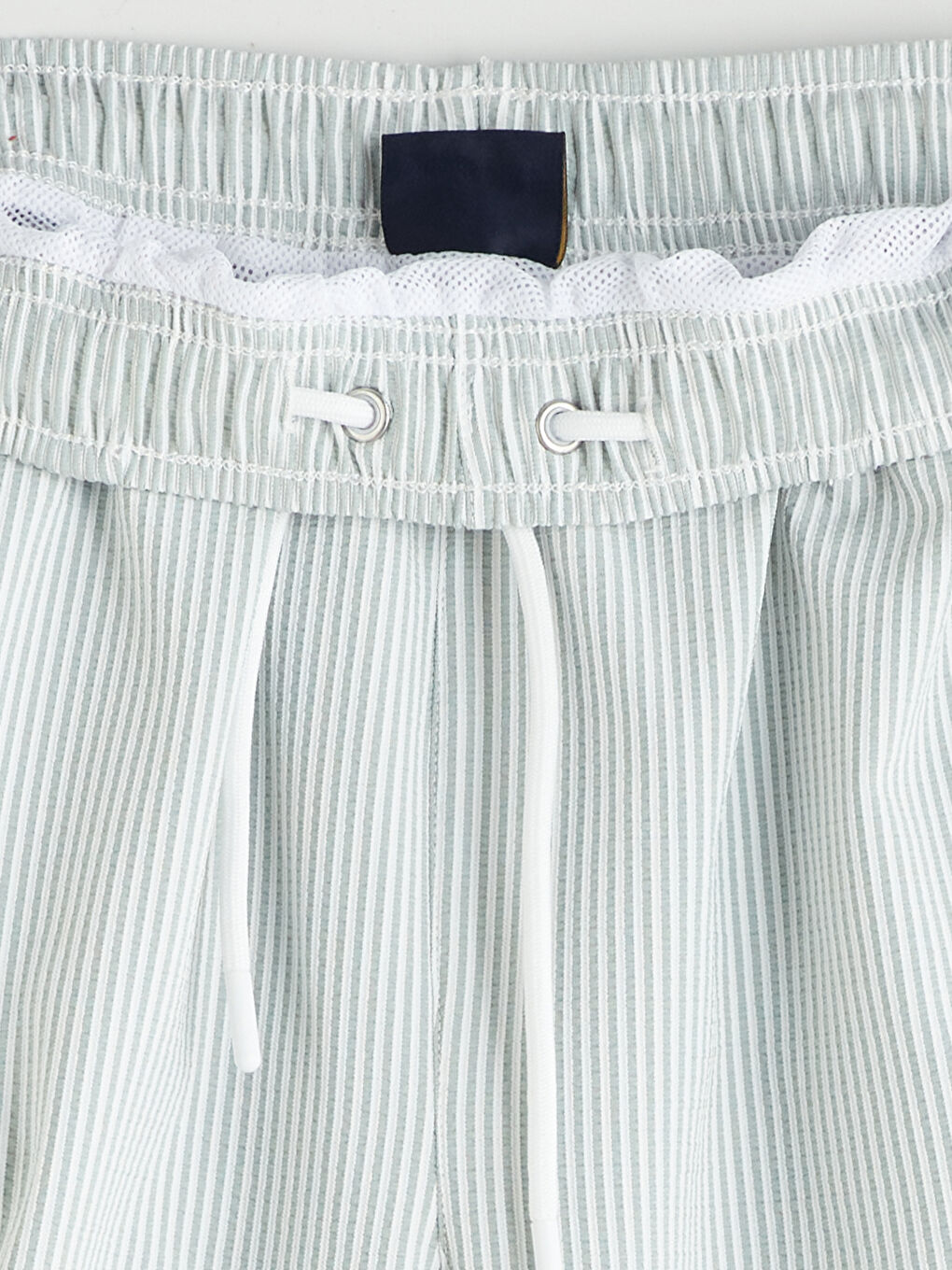 Yeşil Kısa Boy Çizgili Erkek Deniz Şortu-6